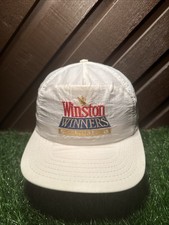 Vintage Nylon White Winston Winners Club Racing Snapback Hat USA Made