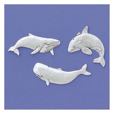 Basic Spirit Whales Pewter Magnet Set, Medium, Coastal Ocean Lover Gift