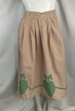 Vintage 1970s Handmade Skirt Women Small Checkered Brown White Long Maxi