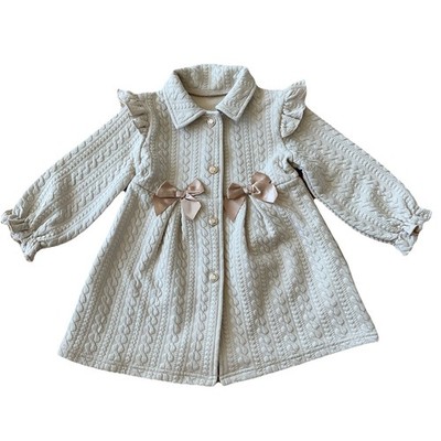 SHEIN Toddler Girl's 2-3Y Winter Dress Beige Gold Chunky Cable Knit Bows Formal