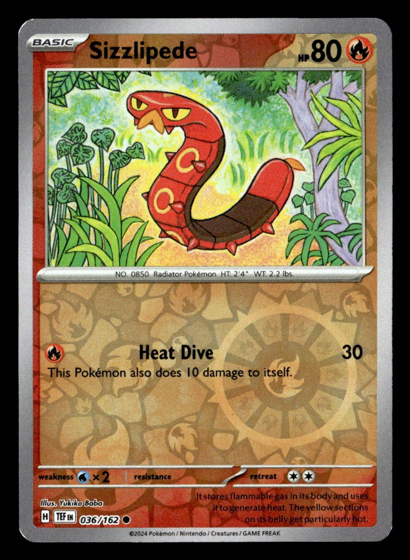 Pokemon Sizzlipede #036/162 tcg Near Mint or Better