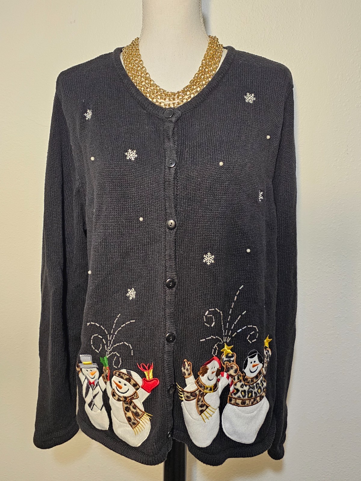 Classic Elements Womens Black Button Up Cardigan … - image 2