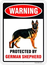 Protected by German Shepherd Sign，Beware of Dog Sign, 14"X 10" .040 Rust Free Al