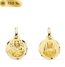 18K Gold Pendant Medal Scapular Carmen Jesus 14 MM 1.25 Grs