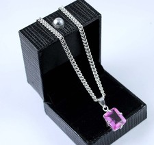 Natural 12.70 Carat Emerald Cut Pink Kunzite Gemstone Certified Men's Pendant