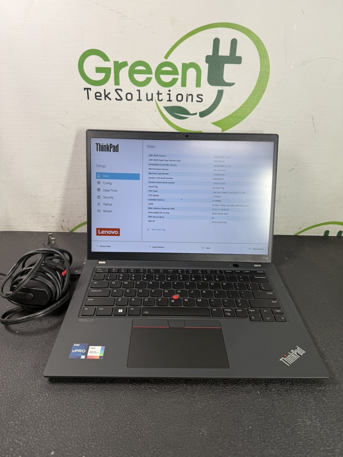 Lenovo ThinkPad T14s Gen 3, 14-Inch Laptop, with Intel Core i7-1270P, Windows 11 Pro