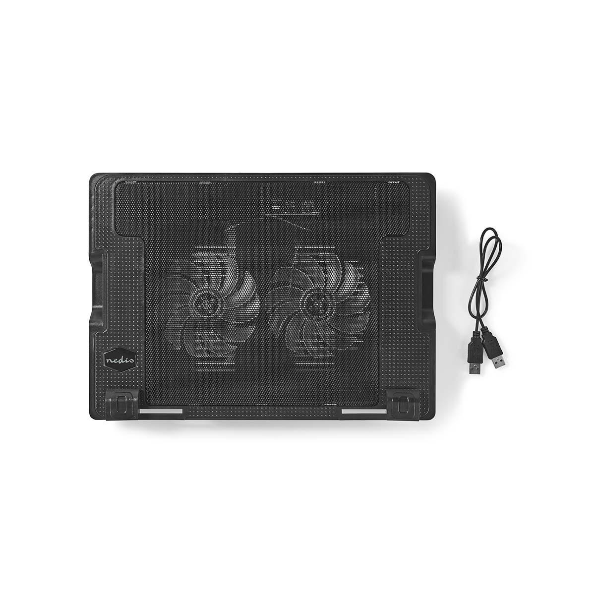 Refroidisseur PC portable 18 pouces Nedis avec 2 ventilateurs LED puissants cooling pad noir