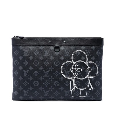 Louis Vuitton Monogram Eclipse Vivienne Apollo Pochette GM Abendtasche Schwarz