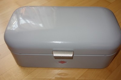 Wesco Brotbox Grandy Brotkasten grau Grey Metall Brotdose wie Neu Metall