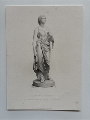 Antike Gravur Die Dame in Comus Frauenfigur John Milton s Maske Comus
