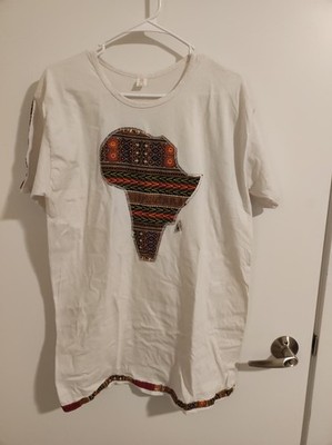 Men s White Africa Map Graphic T-Shirt Size L Large 100% Cotton
