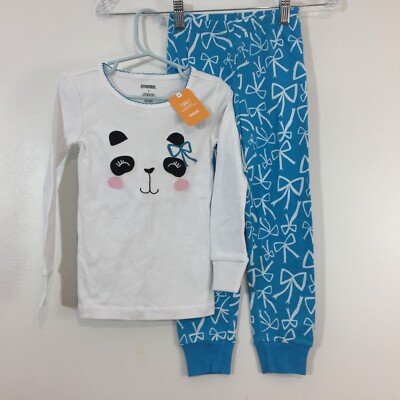 (M5) Y2K Gymboree Girls Pajamas Size Panda Bear Bow Gymmies PJs 2PC NWT 