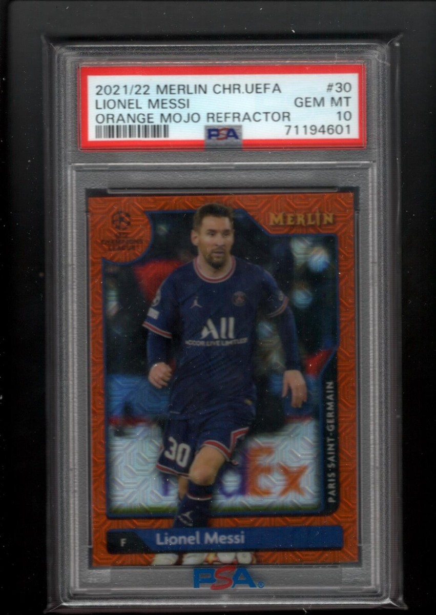 2021-22 Topps Chrome Merlin Lionel Messi Orange Mojo Refractor /25