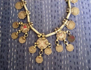 RARE-1960s-Banjara-Vintage-TRIBAL-NECKLACE-COINS-Belly-Dance-282-ATS-India-Kuchi