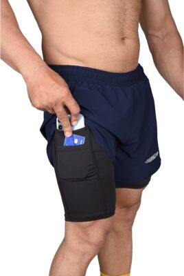 Exxact Sports Men's 2 in 1 Athletic Shorts with Compression Liner & Phone Pocket