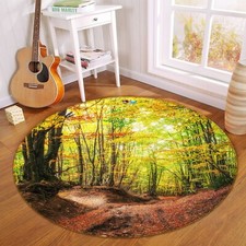 3D Green Woods Round NAO5847 Game Rug Mat Elegant Photo Carpet Mat Fay