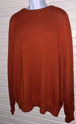 NWT Lands End Sz XXL Drifter Sweater Mens Orange L/S 100% Cotton