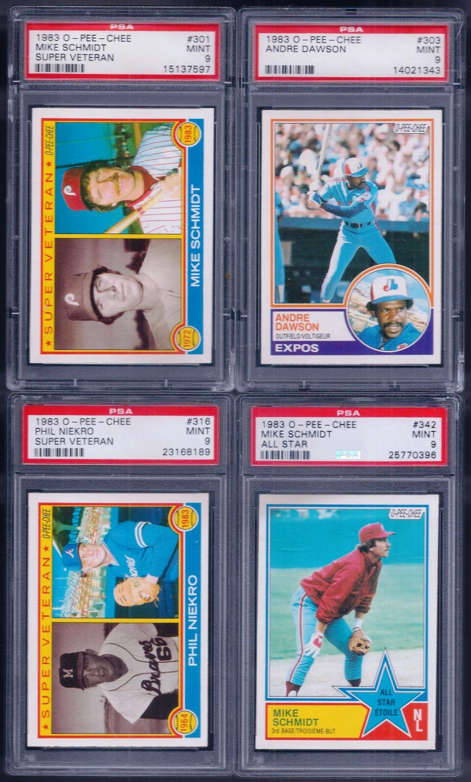 PSA 9 1983 OPC O-pee-chee Topps #316 Phil Niekro Super Veteran LOW POP 10 ONLY!