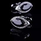 Men's Cufflinks 14k White Gold Finish 2Ct Marquise Cut Lab Created Black Diamond