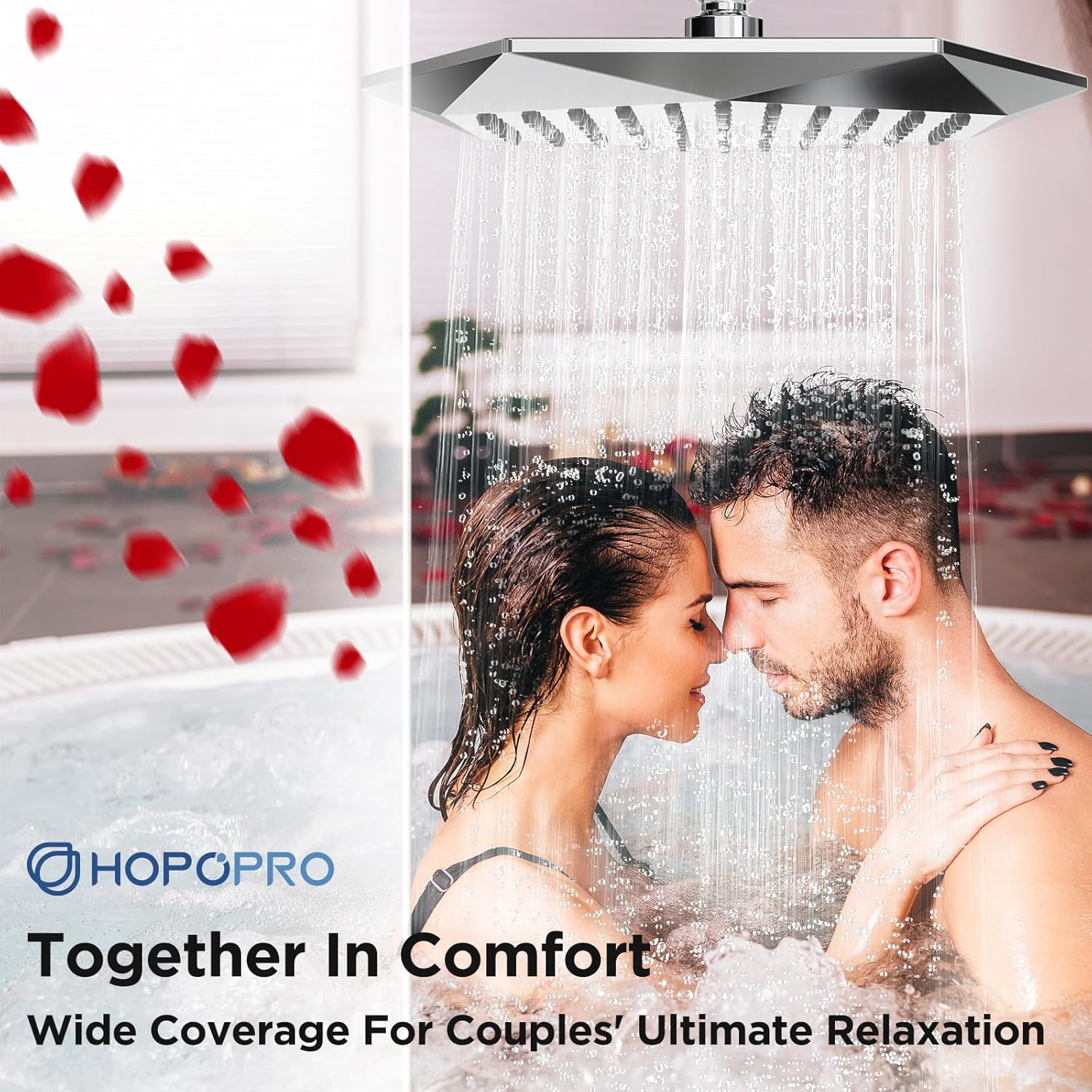 High Pressure Rainfall Shower Head 11 Inches Diamond Shaped Showerhead Full Body