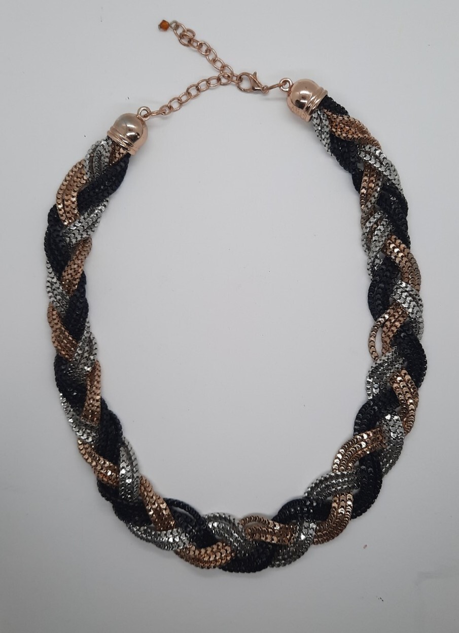 Chunky Multi Colored Braided Statement Necklace - image 3