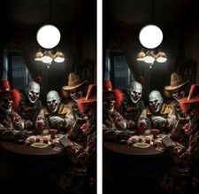 Clowns Playing Poker Cornhole Board Wrap LAMINATED Decal Vinyl Sticker 4941