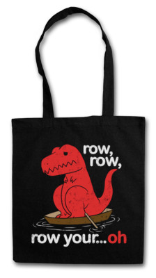 Row Row Oh Stofftasche Einkaufstasche T-Rex Dino Dinosaur T Rex Fun Boat Arms