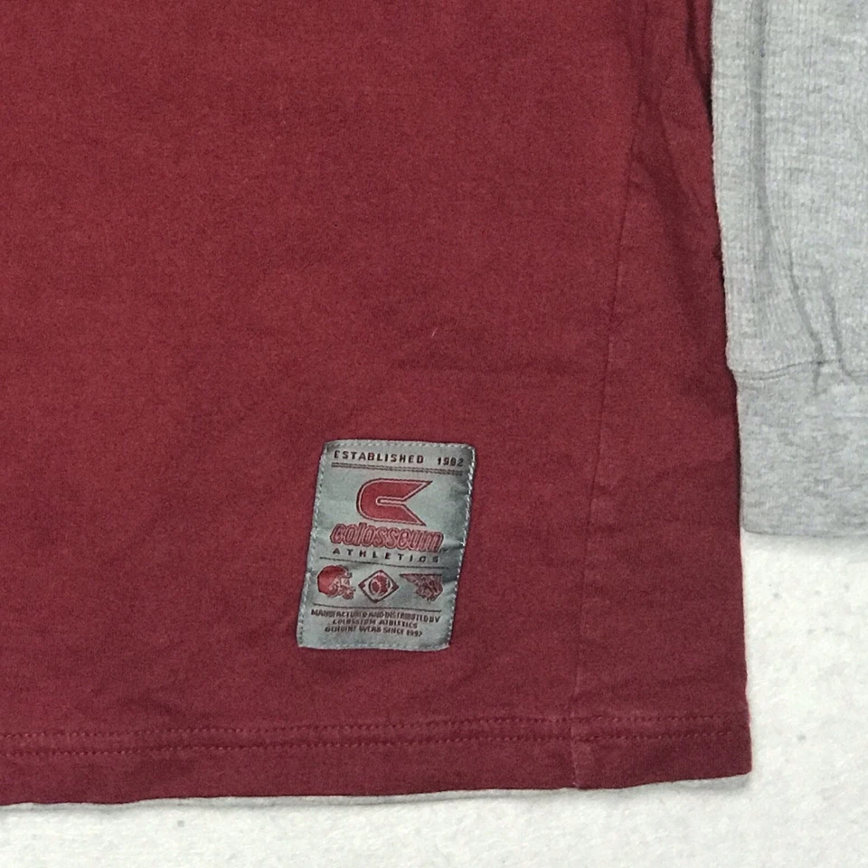 University Of Oklahoma Shirt Men’s Medium Red OU Long Sleeves Gray Trim - Image 3 of 4