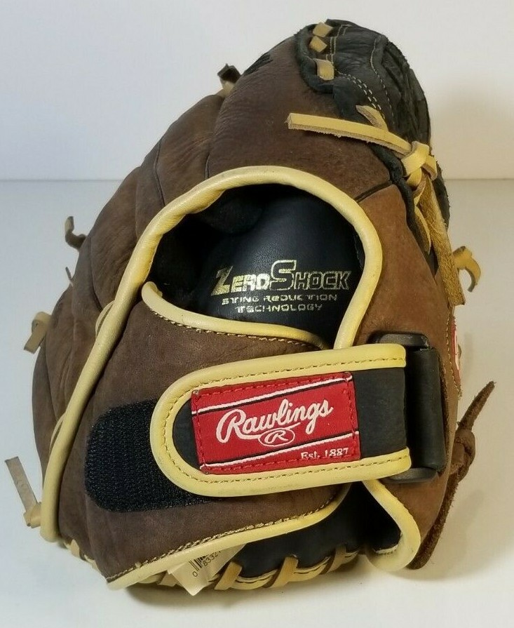 Rawlings RBG36DB 12.5 Zero Shock Leather Baseball Glove Dk Brown RHT