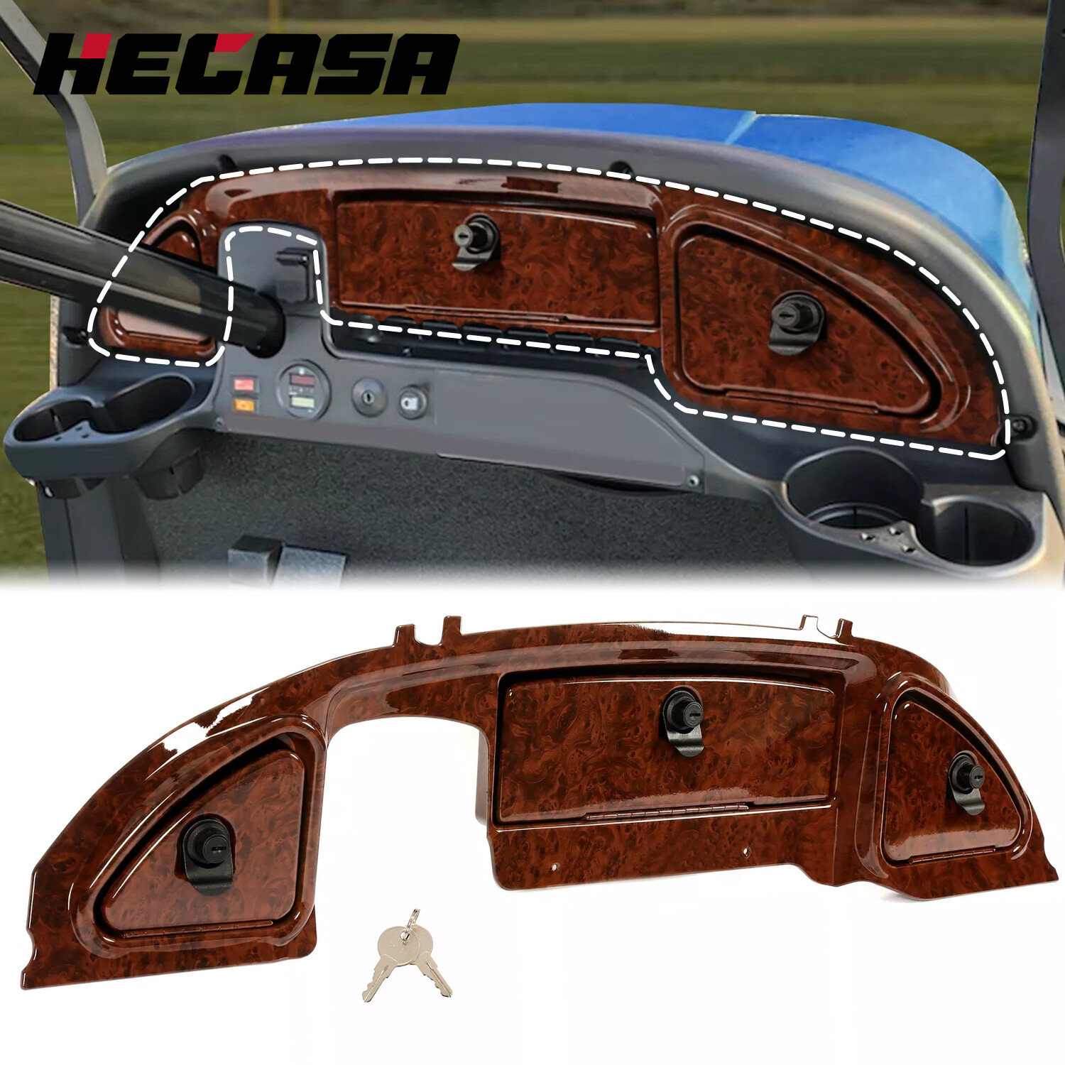 Golf Cart Dash Cover Dashboard Wood Grain For Club Car Prece