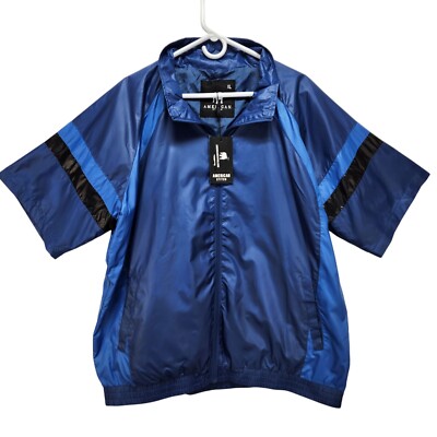 Short Sleeve Mens size XL Full Zip Jacket Blue Black Golf Windbreaker NEW 