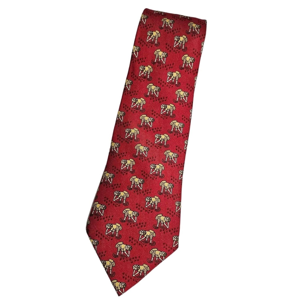 HERMÈS 7535 IA Mens Silk Tie LUXURY Red Yellow Chinese Rice Picker