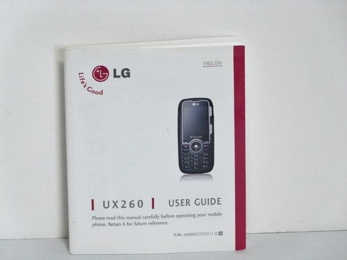 New LG UX260 Cell Phone Manual User Guide English Spanish USA