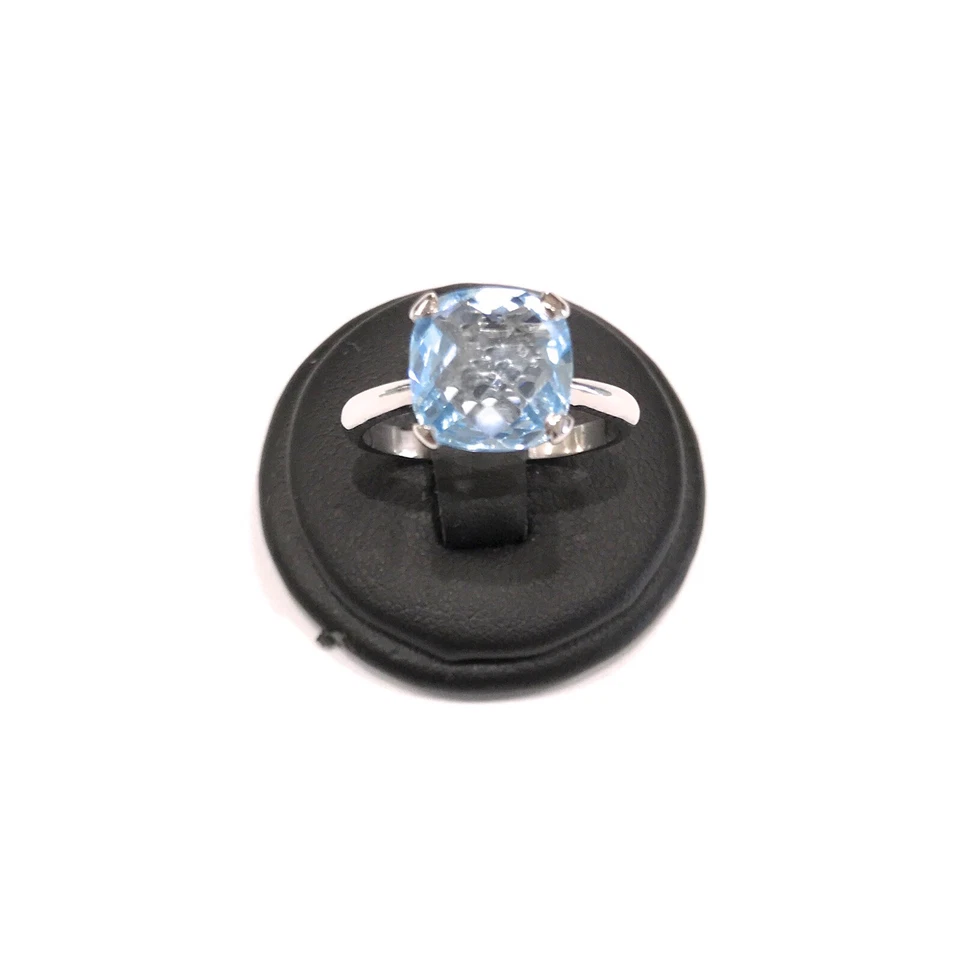 Anello Donna con topazio azzurro naturale briolette 14 x 14 mm - Immagine 3 di 4