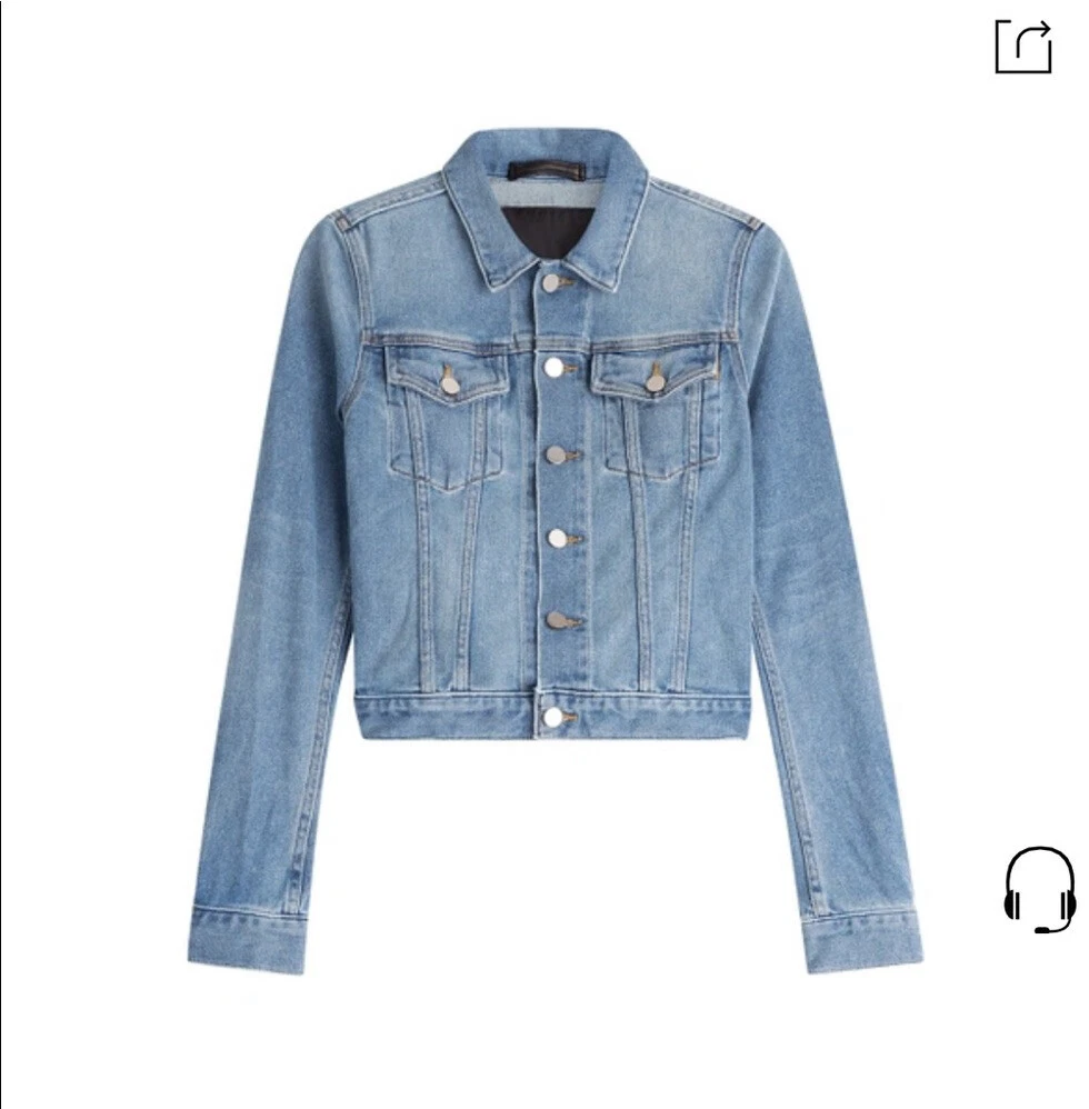 T by Alexander Wang Axle Cropped Denim Jacket Sz L Blue eBay