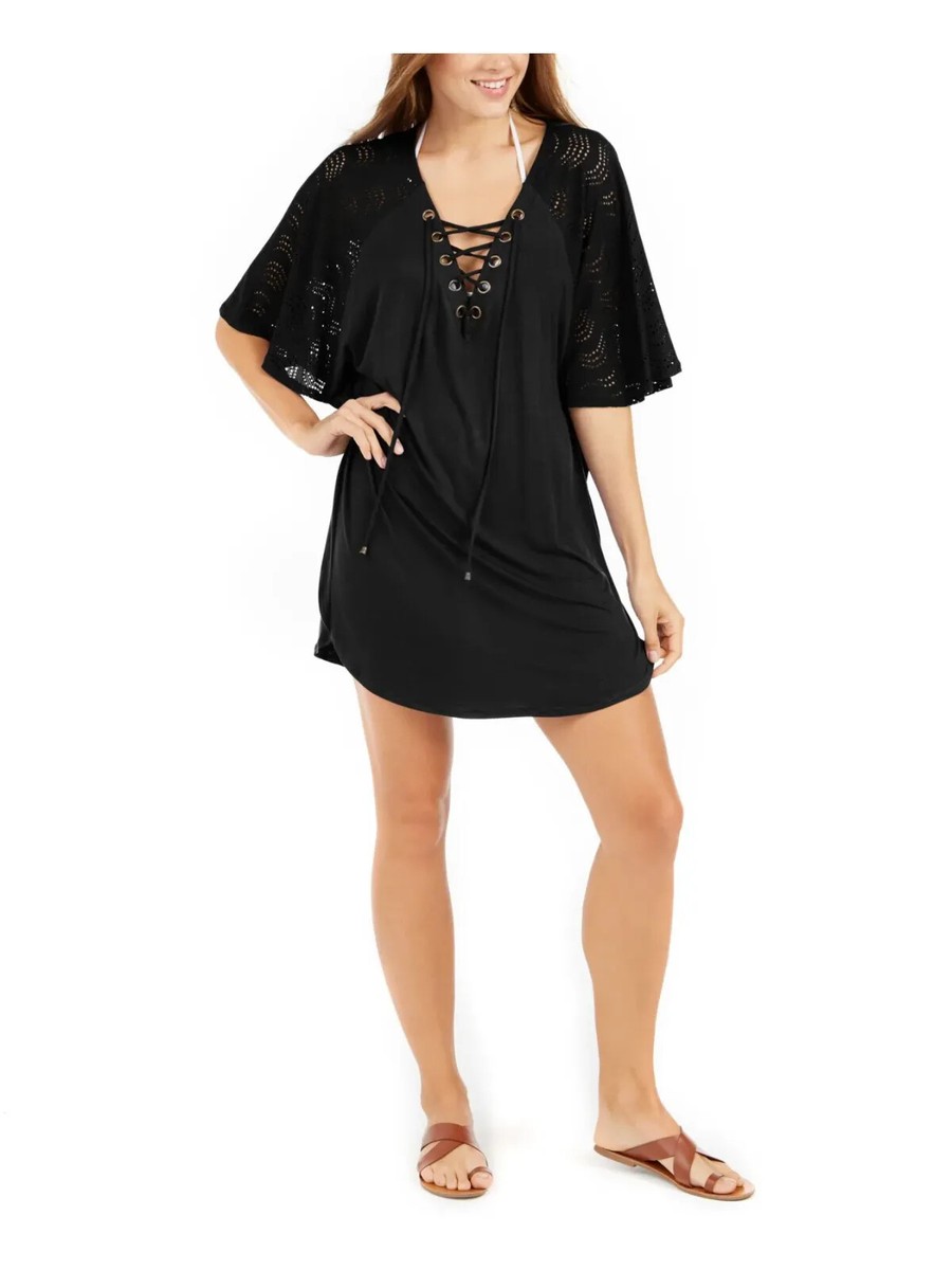Dotti Resort Lace-Up Tunic Cover-Up - Black Dotti Resort Lace-Up Tunic Cover-Up - Black