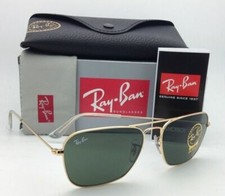 New RAY-BAN Sunglasses CARAVAN RB 3136 001 55-15 Arista Gold w/G-15 Green Lenses