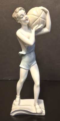 Rare Art Deco Porcelain  Statue Haas & Czjzek Schlaggenwald Czechoslovakia