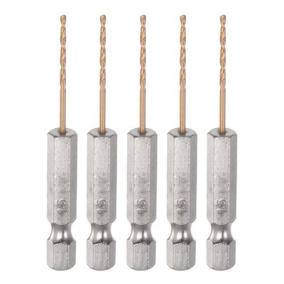 5pack 1.5mm M35 High Speed Steel Titanium Hex Twist Drill Bit with 1/4'' Shank