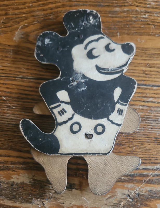 RARE 1930's Disney Rat Face Mickey Mouse Running Double Sided Wood Toy