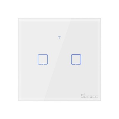 Sonoff T1EU2C-TX Smart Wall Switch, 2-Kanal Wand-Schaltaktor, weiß, ohne Rahmen,
