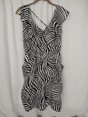 Wrapper Junior Size 1 Dress Zebra print sleeveless V-front Bodycon Festival