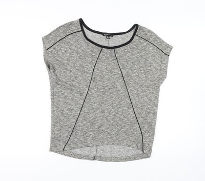 Graues Damen-T-Shirt von Mango, Größe 8, lässiger Basic-Stil