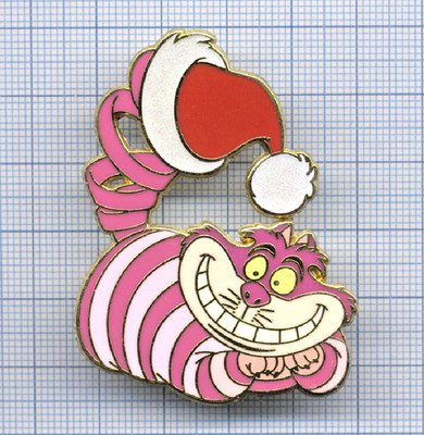 Anstecknadeln Disney DLP Cheshire Katze Weihnachten mit Weihnachtsmütze weiß Glitzer Chat