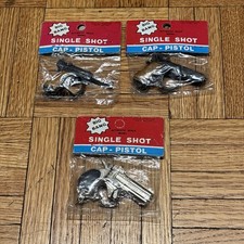 Vintage NOS Single Shot Cap Revolver Pistol Toy Keychains 3 UNOPENED