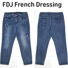 FDJ Women's Dressing Jeans Women’s Olivia Slim Ankle Distressed Jeans Size 14