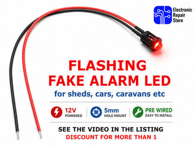 12V Blinkender Fake Alarm LED + Blende | Dummy Sicherheitslicht Auto Van Schuppen Wohnwagen