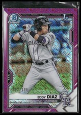 2021 Bowman #BCP-33 Eddy Diaz Chrome Prospects Fuchsia Refractor #/199