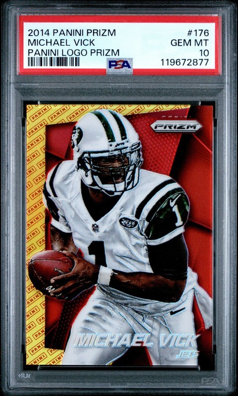 PSA 10 2014 Prizm 176 Michael Vick Panini Orange Gold Logo Prizm GEM MINT