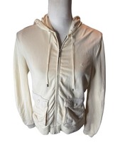 L-RL LAUREN ACTIVE RALPH LAUREN White Full Zip Hooded Sweater Size PS
